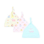 BABY CAPS PK-3 MULTICOLOR BUTTERFLY & RAINBOW KNOTTED