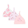 BABY CAPS PK-3 PEACH FLORAL BUNNY KNOTTED