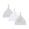 BABY CAPS PK-3 GREY STRIPED ZEBRA KNOTTED