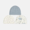 BABY CAPS PK-3 BLUE RIBBED TEXTURE