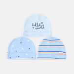 BABY CAPS PK-3 HELLO WORLD BLUE