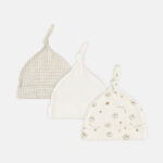 BABY CAPS PK-3 WHITE SHEEP KNOTTED