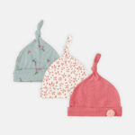 BABY CAPS PK-3 PINK FLOWER KNOTTED