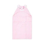 BATH TOWEL PINK BEAR HOODED GIRL