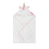 BATH TOWEL ANIMAL WHITE ROSE UNICORN HOODED