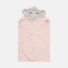 BATH TOWEL ANIMAL HOODED PINK ELEPHANT