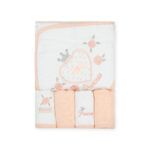 BATH TOWEL & 4 FACE TOWELS PINK FLORAL
