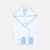 BATH TOWEL WITH 4 FACE TOWELS BLUE / WHITE