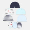 BABY CAPS PK-5 WITH 3 MITTENS OCEAN FRIENDS