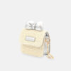 GIRL PURSE / CLUTCH CREAM WOVEN SILVER BOW