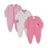SLEEP SUITS / ROMPERS GIRLS PK-3 FIERY PINK