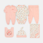 BABY GIRLS GIFT SET WHITE AND PEACH FLORAL