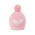 BABY WOOLEN CAP SALMON PINK KNITTED POM POM HEART